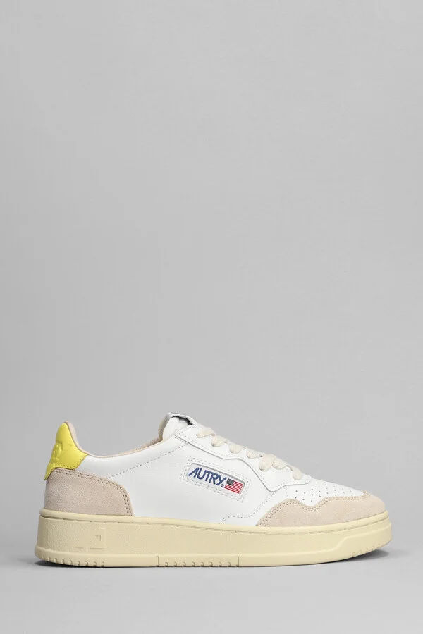 01 Sneakers In White Suede And Leather
