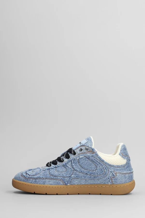08 Denim Raw Edge Sneakers In Blue Cotton - Image 3