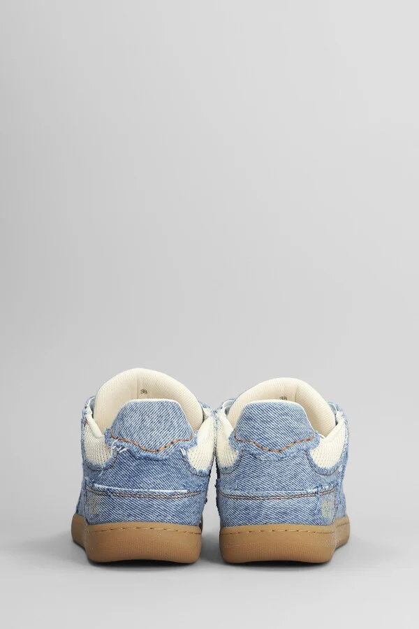 08 Denim Raw Edge Sneakers In Blue Cotton - Image 4