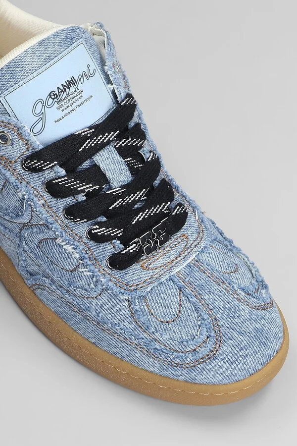 08 Denim Raw Edge Sneakers In Blue Cotton - Image 5