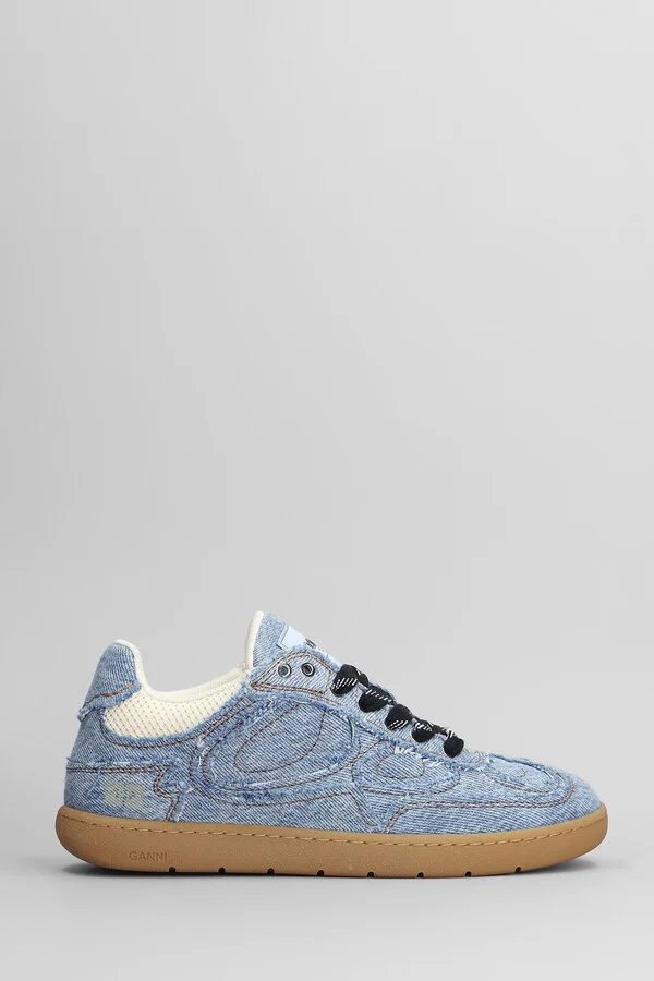 08 Denim Raw Edge Sneakers In Blue Cotton