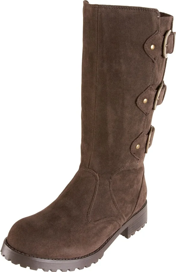 1.4.3. Girl Women's Neopolitan Flat Biker Boot W/Buckle