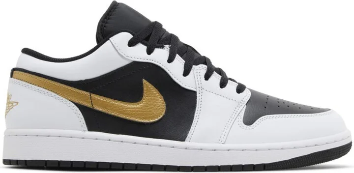 1 Low White Black Metallic Gold Swoosh