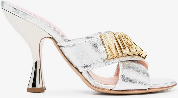 100 Crystal Logo Sandals in Metallic Leather