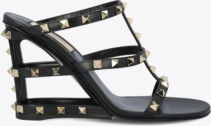 100 Rockstud Caged Wedge Mules