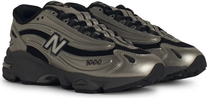 '1000' Silver Leather Blend Sneakers - Image 2