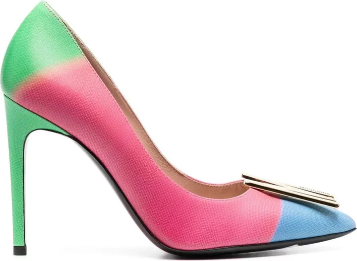 100m Logo-Plaque Leather Pumps