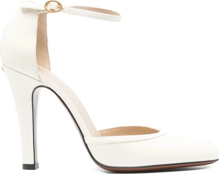 100mm Ankle-Strap Leather Pumps