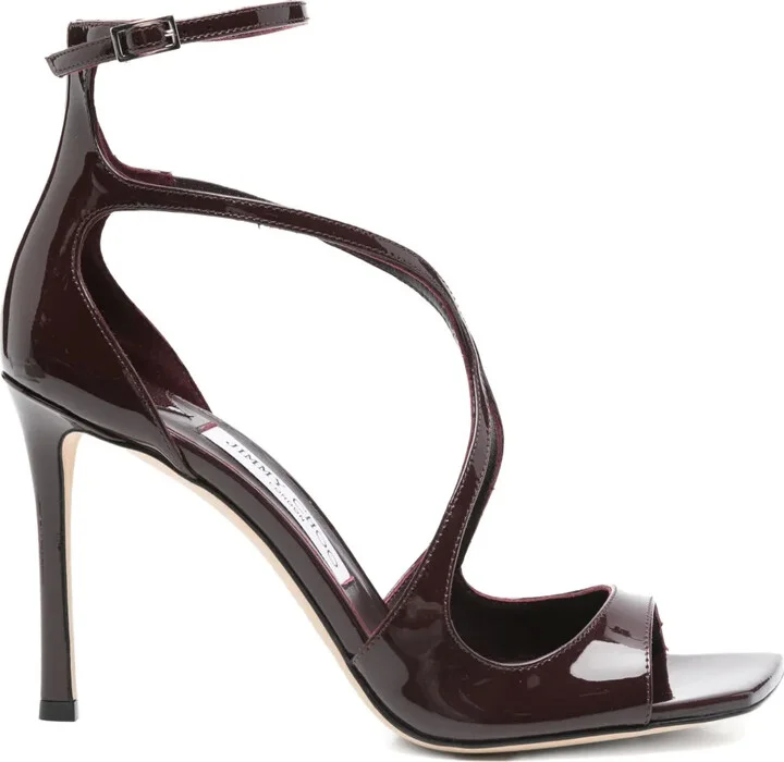 100mm Azia patent leather criss-cross sandals