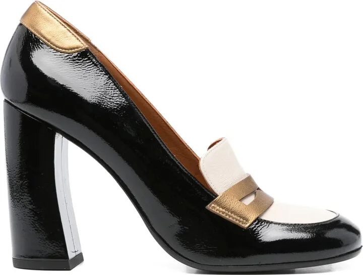 100mm Block-Heel Loafer Pumps