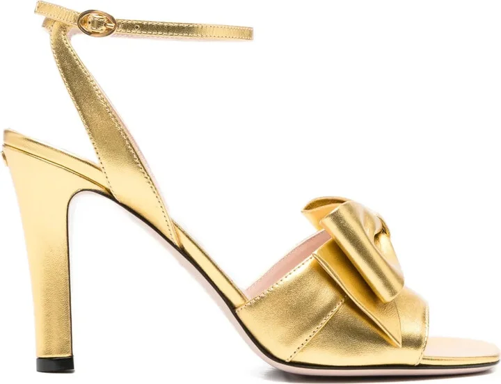 100mm Bow-Embellished Ankle-Strap Sandals
