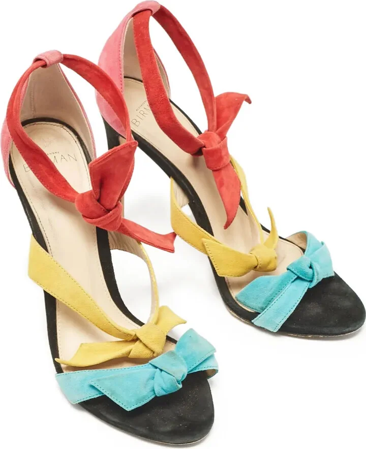 100mm Bow Suede Sandals - Image 2