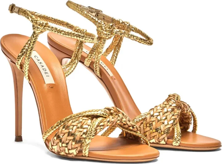 100mm Braided-Strap Heeled Sandals - Image 2