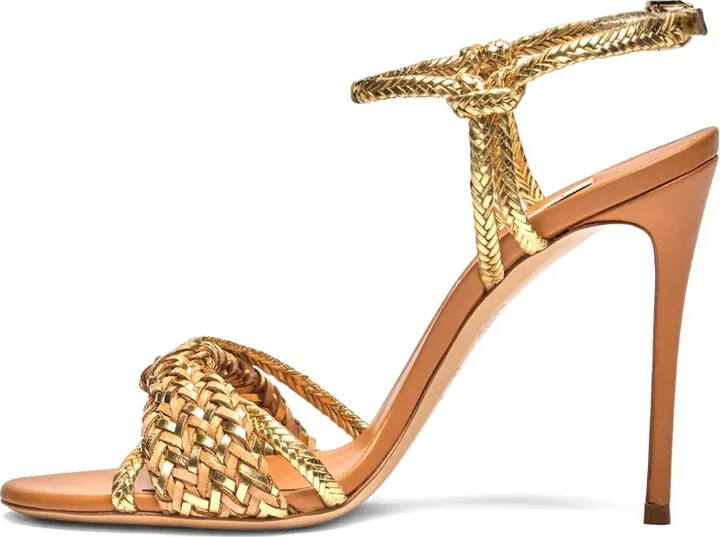100mm Braided-Strap Heeled Sandals - Image 4