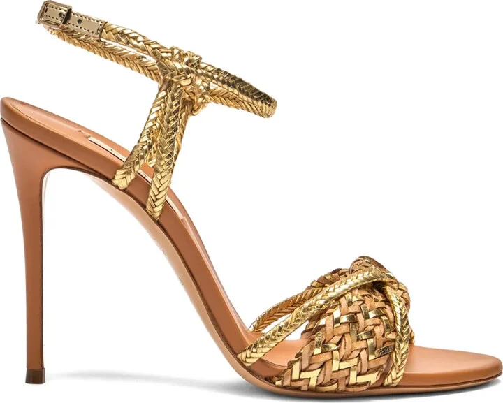 100mm Braided-Strap Heeled Sandals