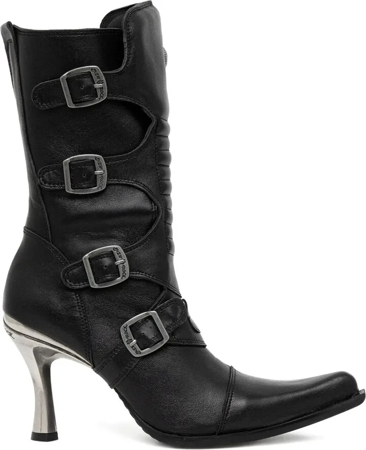 100mm Buckle-Detail Pointed-Toe Boots