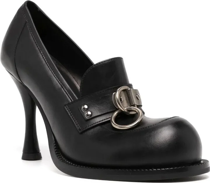 100mm Bulb-Toe Leather Pumps - Image 2