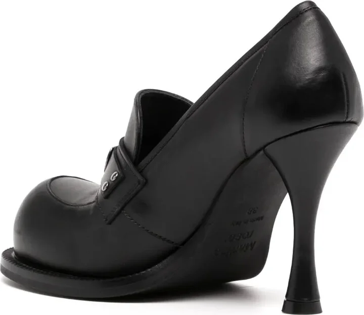 100mm Bulb-Toe Leather Pumps - Image 3