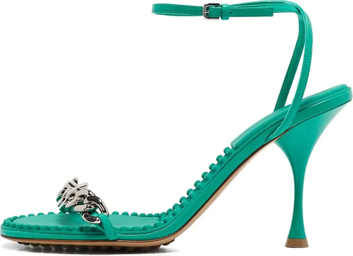 100mm Chain-Embellished Heeled Sandals