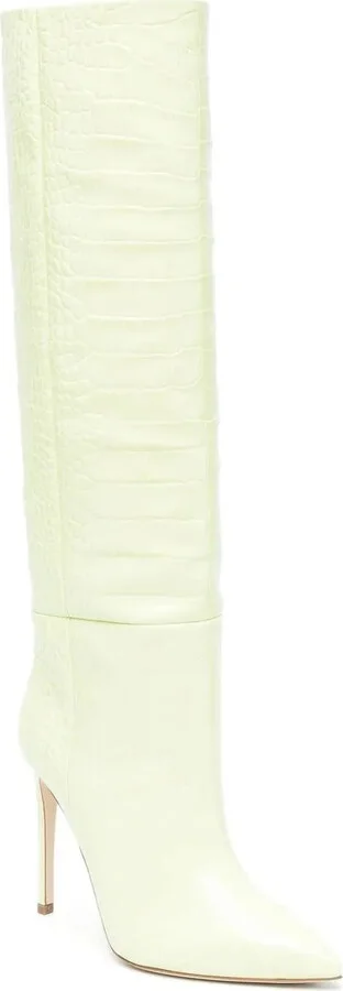100mm Crocodile-Effect Leather Boots - Image 2