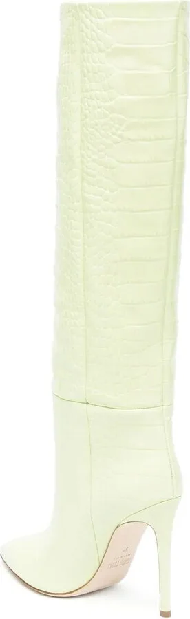 100mm Crocodile-Effect Leather Boots - Image 3