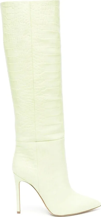 100mm Crocodile-Effect Leather Boots