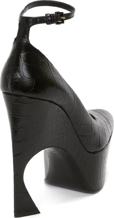 100mm Crocodile-Embossed Effect Leather Pumps - Image 3
