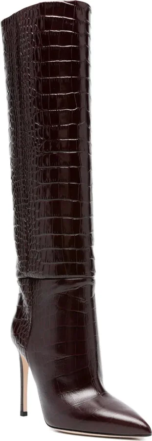 100MM crocodile-embossed stiletto boots - Image 2
