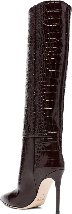 100MM crocodile-embossed stiletto boots - Image 3