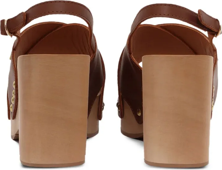 100mm Cross-Strap Wooden-Sole Sandals - Image 3