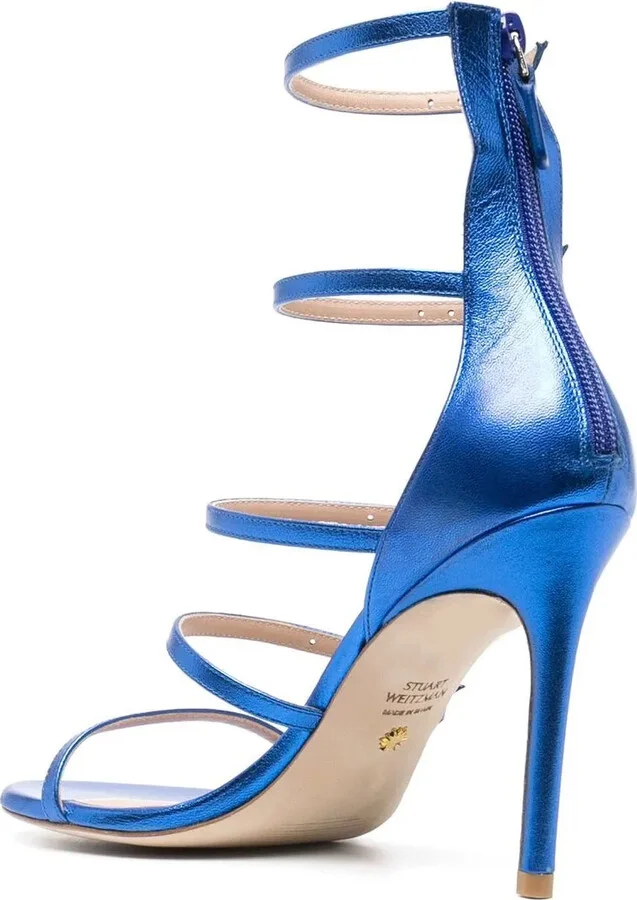 100mm Crystal-Buckle Metallic Sandals - Image 3