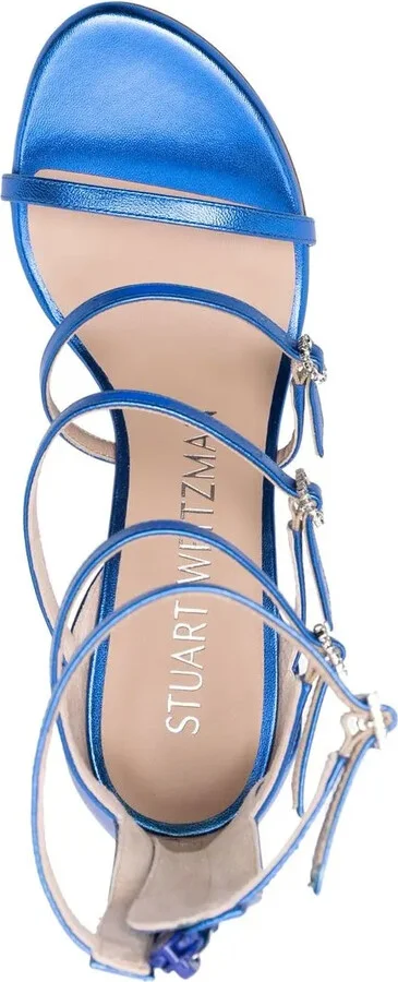 100mm Crystal-Buckle Metallic Sandals - Image 4