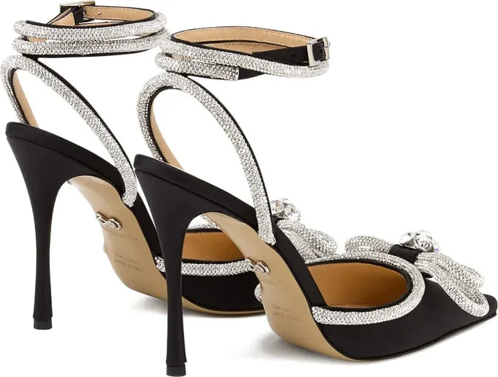 100mm Crystal-Embellished Bow Sandals - Image 2