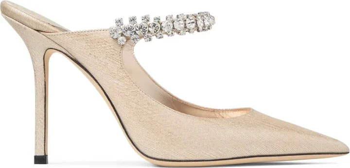 100mm Crystal-Embellished Heeled Mules