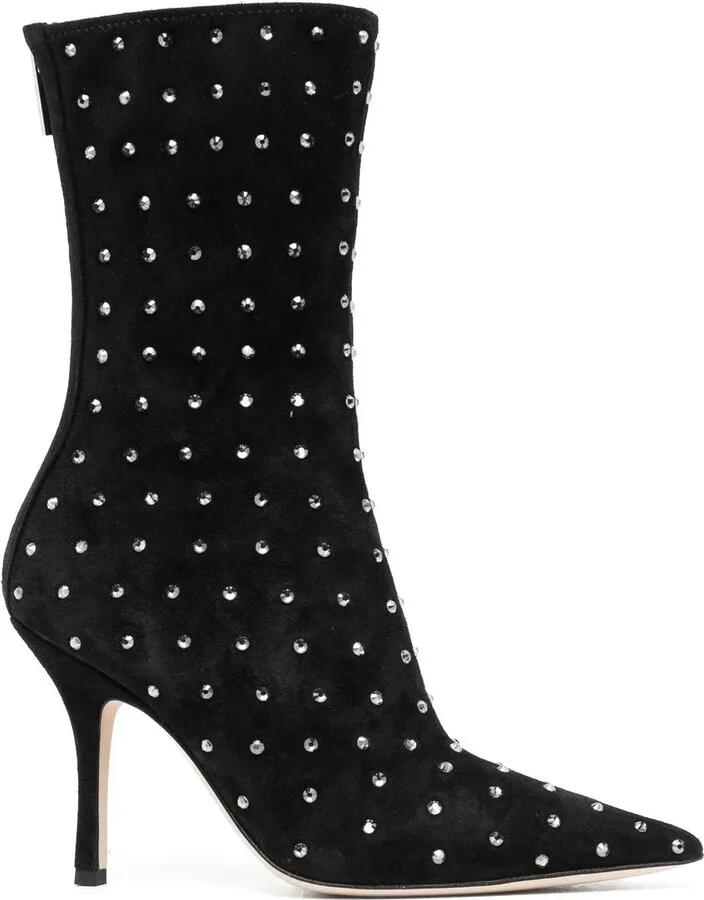 100mm Crystal-Embellished Pointed Boots