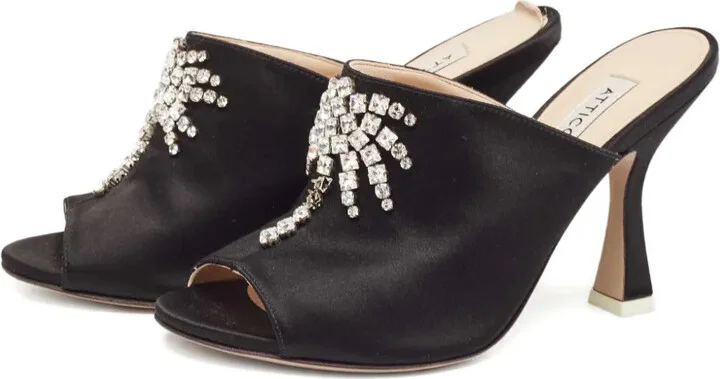 100mm Crystal-Embellished Satin Mules - Image 2