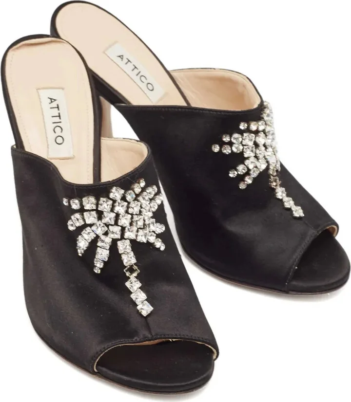 100mm Crystal-Embellished Satin Mules - Image 3
