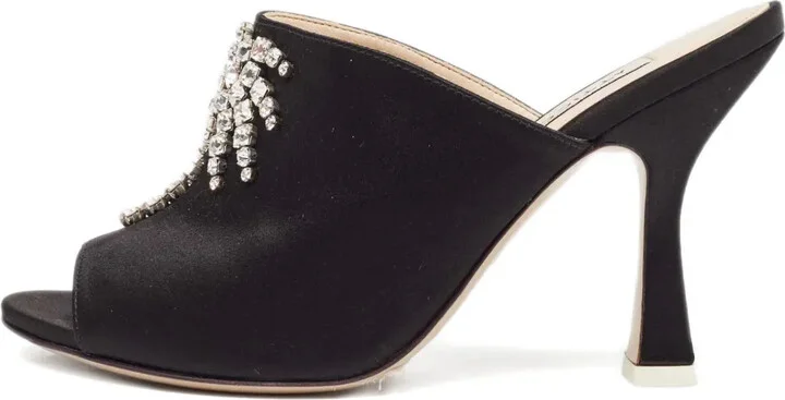 100mm Crystal-Embellished Satin Mules