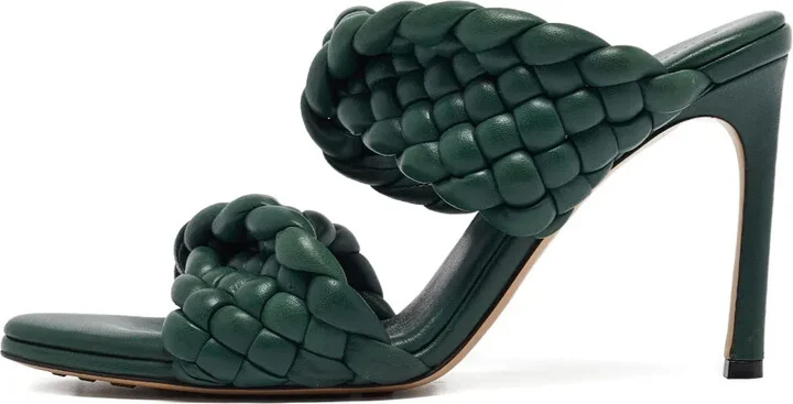 100mm Curve braided leather sandals
