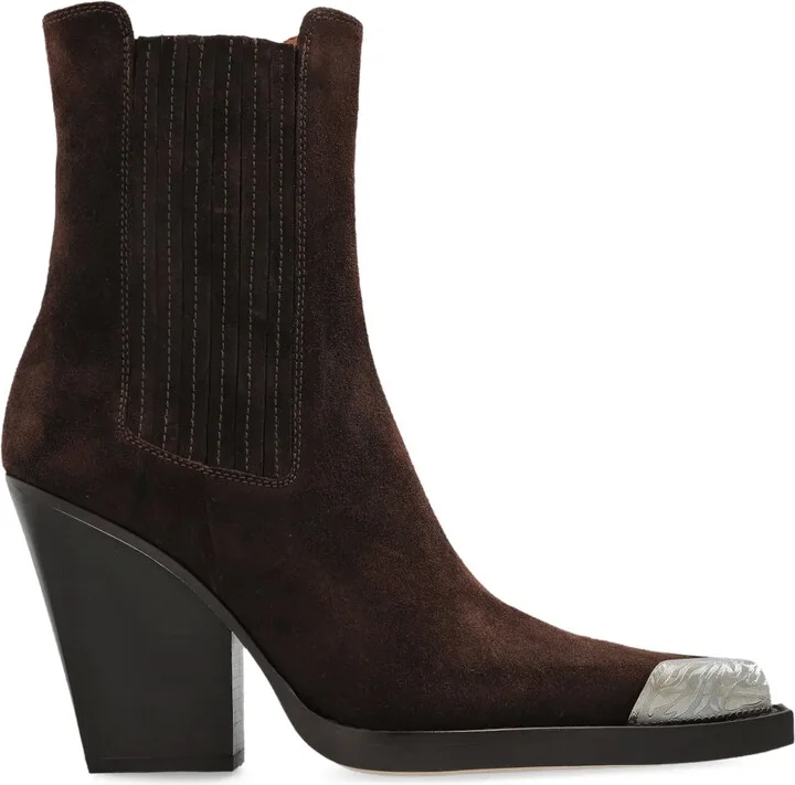 100mm Dallas metallic-toe suede boots