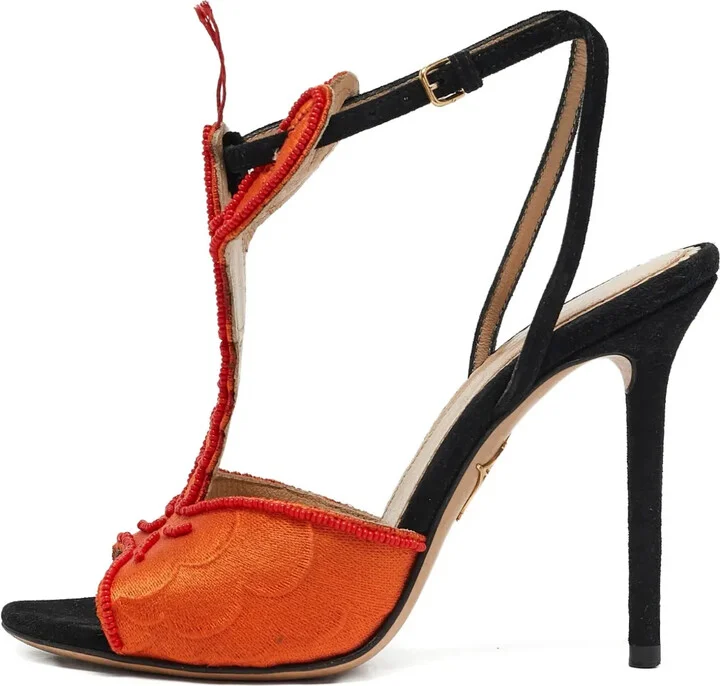 100mm Embroidered-Design Sandals