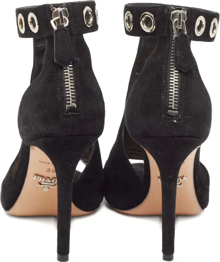 100mm Eyelet-Embellished Suede Sandals - Image 3