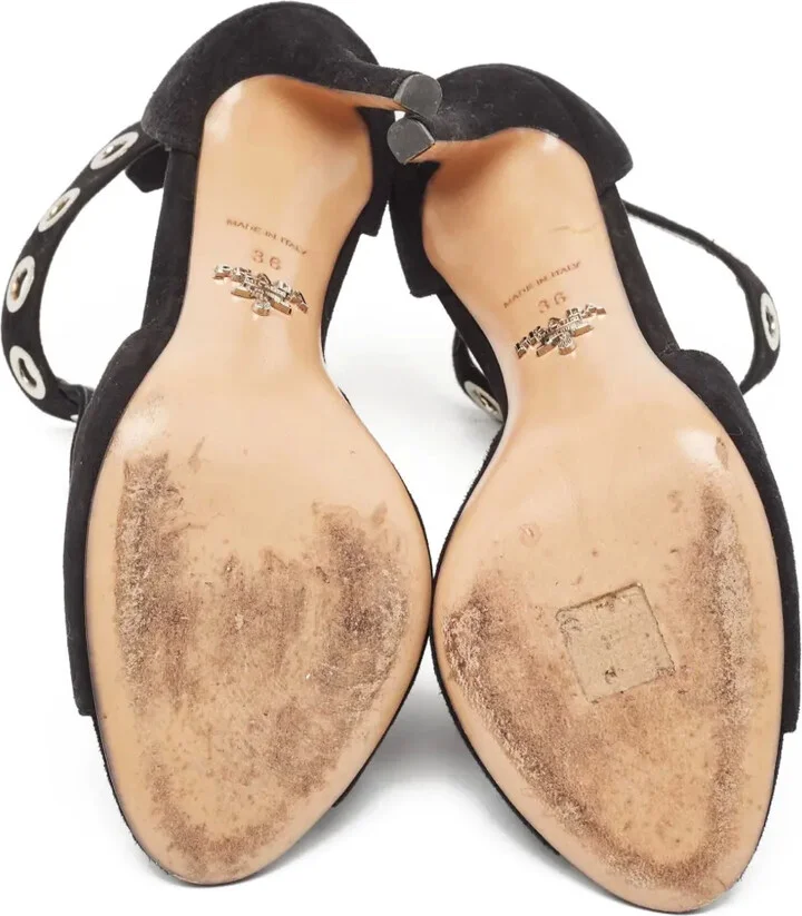 100mm Eyelet-Embellished Suede Sandals - Image 4