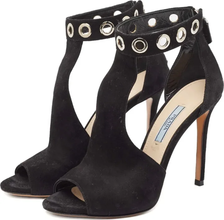 100mm Eyelet-Embellished Suede Sandals