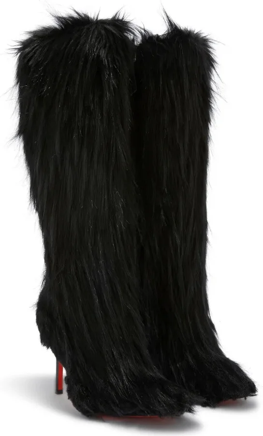 100mm Faux-Fur Stiletto Boots - Image 2