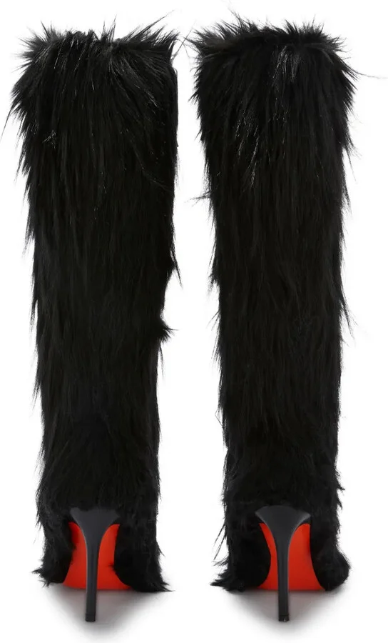 100mm Faux-Fur Stiletto Boots - Image 3