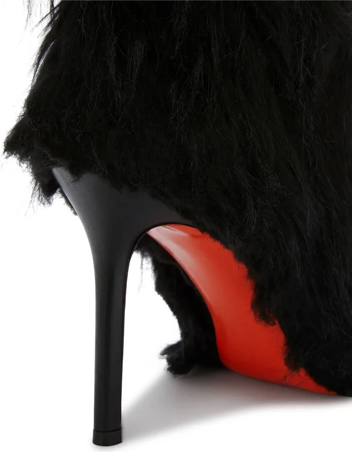 100mm Faux-Fur Stiletto Boots - Image 4