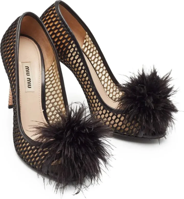 100mm Feather-Embellished Pumps - Image 3