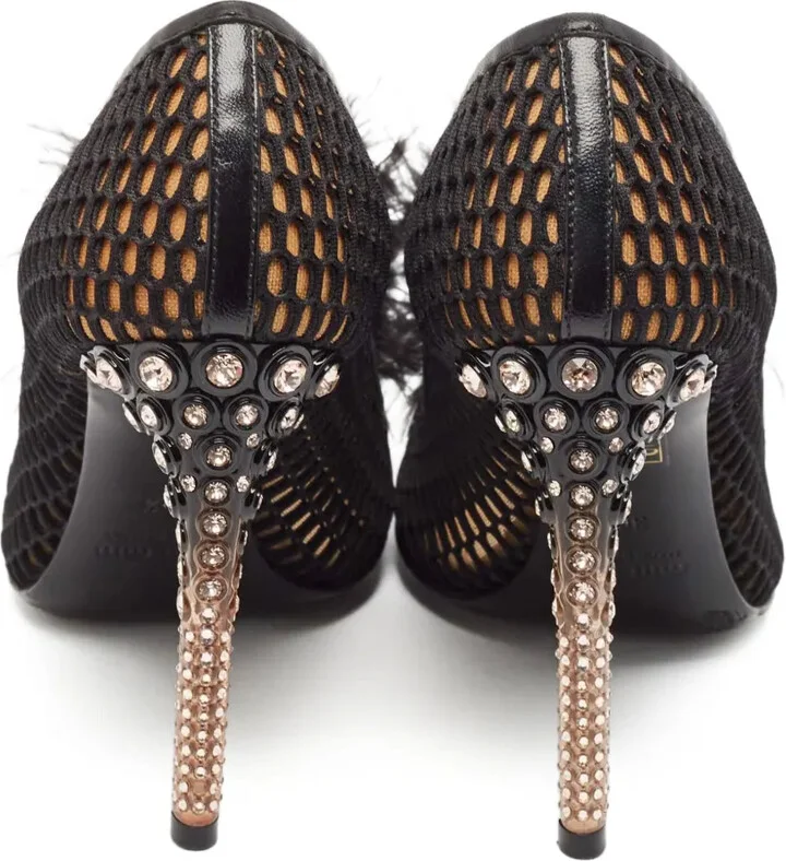 100mm Feather-Embellished Pumps - Image 4