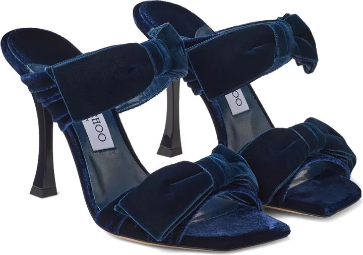 100mm Flaca pleated-bow velvet sandals - Image 2